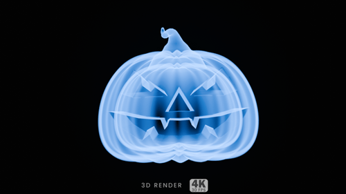 Futuristic Blue Glowing Halloween Jack-o'-Lantern Animation