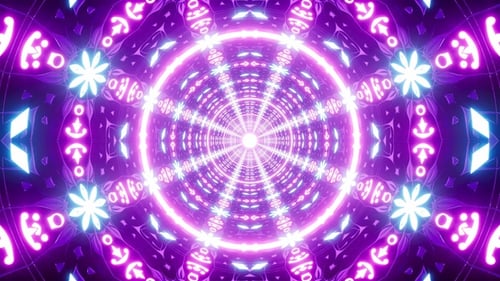 Neon Flower Pattern Circle Tunnel