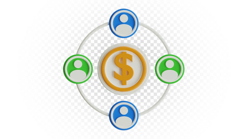 Animated 3D People and Money Network Icon