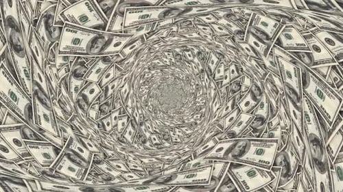 Animação de fundo do túnel Dollars em loop, pacote