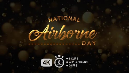 Golden Metallic National Airborne Day Text Reveal
