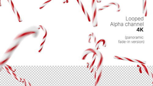 Falling Christmas Candies Canes Fade In Animation 4K