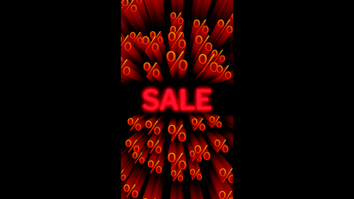 Vertical video neon sale text loop animation background