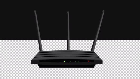 Animated Wi-Fi Router with Antennas and Blinking Status Lights ...