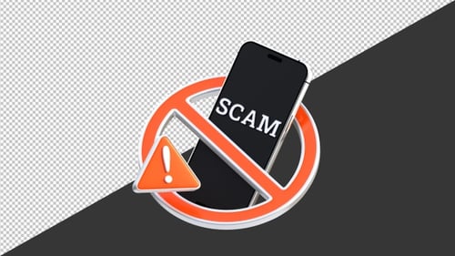 3D Scam Warning Fraud Danger Cyber | Alpha Channel