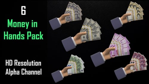 3D Animated Hands Holding International Currency Pack