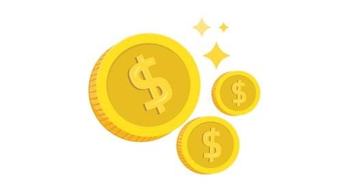 Animated Falling Gold Dollar Coins Flat Design