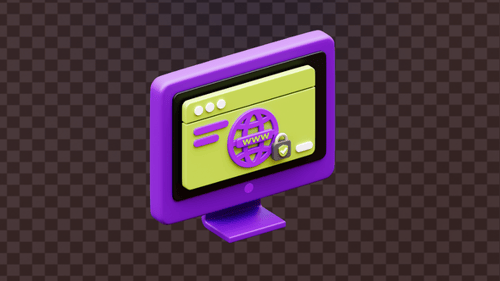 3D Website Browser Animation with WWW and Security Lock