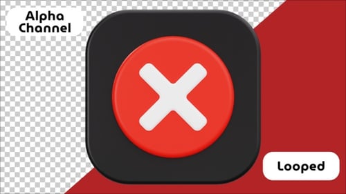Animated 3D Error Cross Icon for User Interface