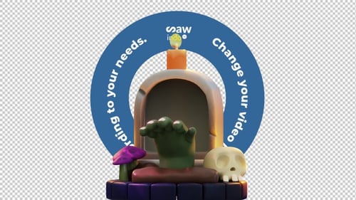 3D Animation Halloween Graveyard Zombie Transparent Loop