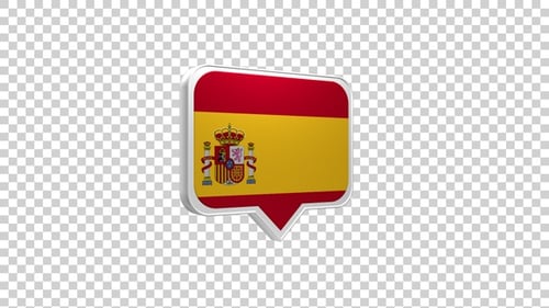 Animated 3D Chat Bubble with Spanish Flag Icon