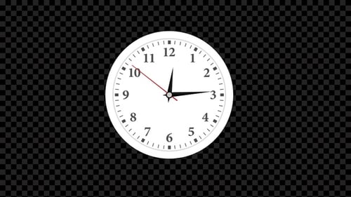 Minimalist Animated Clock Counting Time with Alpha Channel