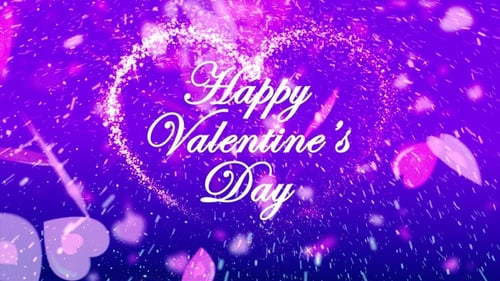 Sparkling Hearts Particles Happy Valentine's Day Message