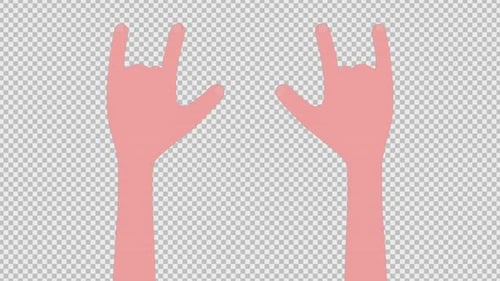 Pack of Rock and Roll 3D Hands Animation on Alpha Channel, Loop