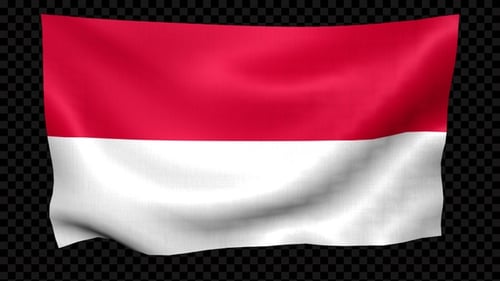 Realistic Waving Red and White Flag Loop