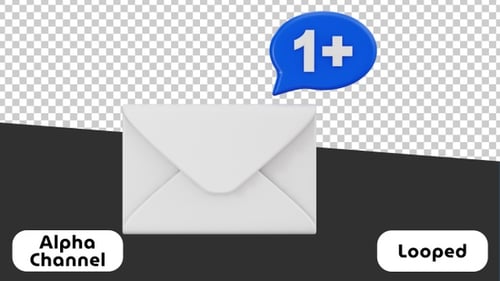 Animated 3D Mail Envelope with New Message Notification