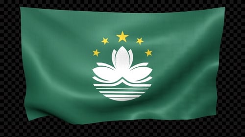 Waving Macau Flag with Alpha Channel