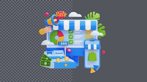 Animated 3D E-commerce Sales Marketing Elements