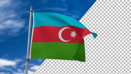 Realistic Waving Flag of Azerbaijan with Alpha Channel