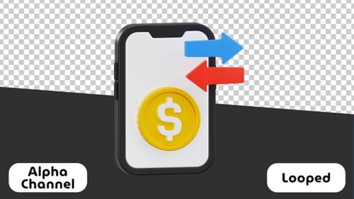 3D Animated Mobile Money Transfer with Arrows