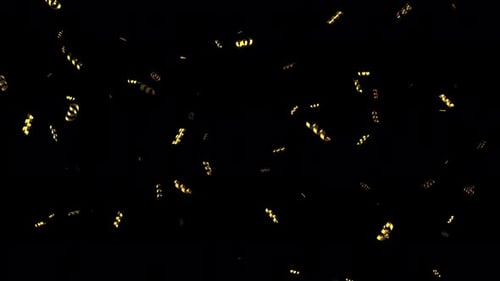 Gold confetti overlay realistic falling on transparent background