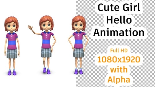 Nettes Mädchen Hallo Animation