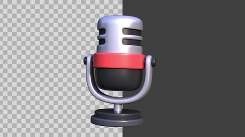 Icono de micrófono animado en 3D
