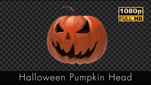 3D Stylized Halloween Jack-o'-Lantern Pumpkin Rotation with Expression Change