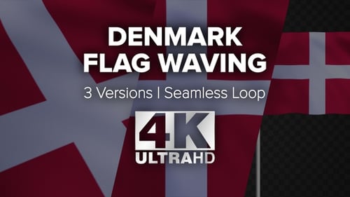 Realistic Waving Flag of Denmark Loop