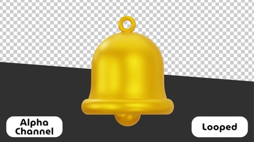 3D Animation of Golden School Bell | Alpha Channel
