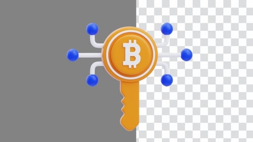 3D Animation of Digital Keys Secure the Bitcoin Network | Alpha Channel