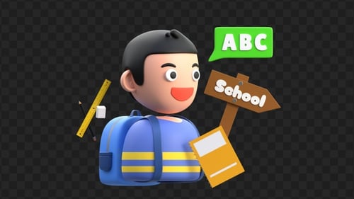 3D Animation of Back To School | Alpha Channel