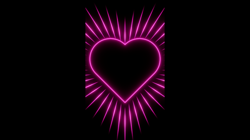 Vertical video pink neon heart frame with moving stripes loop animation