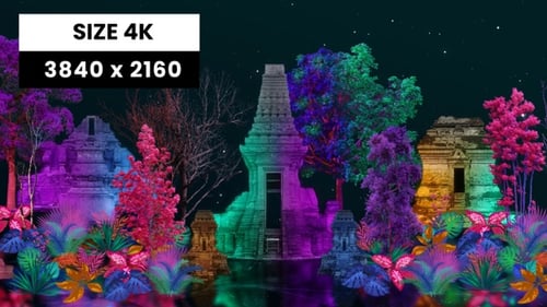 Bunter Tempelhintergrund 02 4K VJ Loop