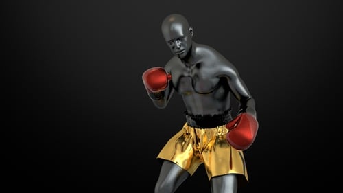 Futuristic 3D Boxer Character Animation with Alpha Channel