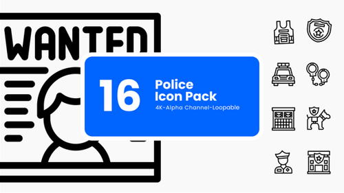 Police Law Enforcement Line Icon Animation Pack