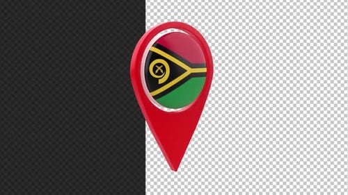 Vanuatu Flag 3D Map Pin Location Pointer Rotation
