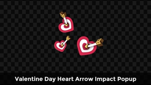 Animated 3D Love Hearts with Cupid Arrows Reveal