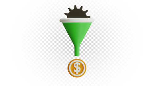 Animated Business Conversion Funnel with Gear and Dollar Coin