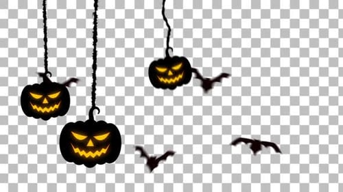 Halloween-Animation mit Kürbissen ohne Text 4K Alpha