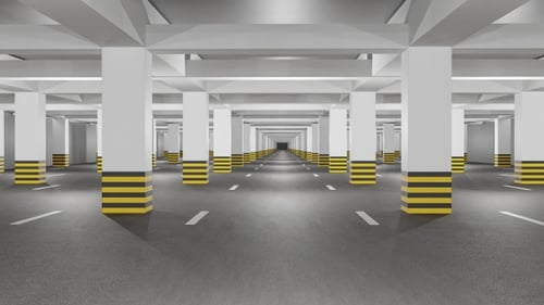 3D Animation of Underground parking repeatly moving | Alpha Channel