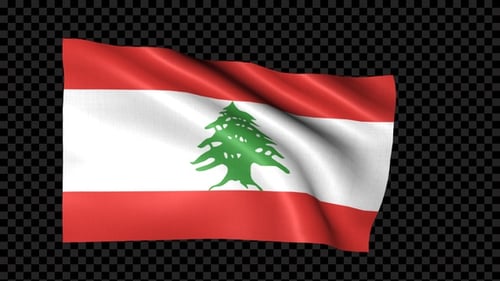 Realistic Waving Lebanon Flag Animation with Alpha Channel