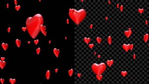 3D Heart Flying Red Alpha Loop
