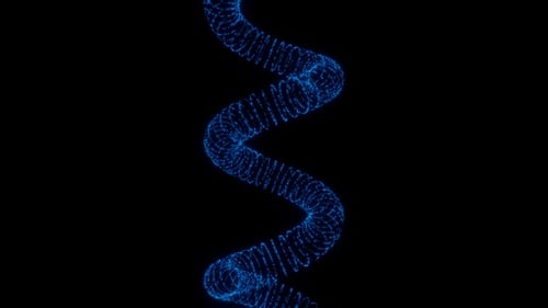 Vídeo vertical, estructura alámbrica de neón azul, animación de bucle giratorio en espiral