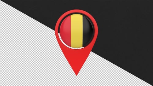 Belgium Flag 3D Rotating Location Map Pin