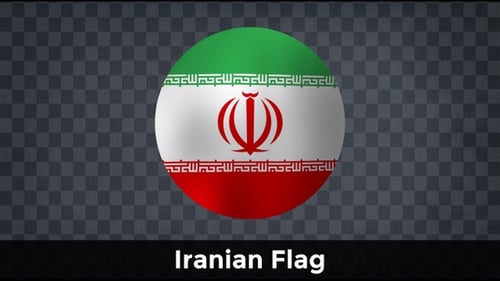 Animated Waving Iran Flag Circle Loop