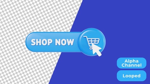 3D Animated Shop Now Button | Alpha Channel