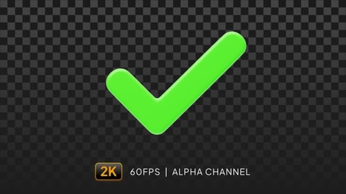3D Glossy Green Checkmark and Heart Animated Icon Pack