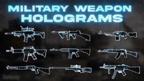 Futuristic Military Weapon Holograms Glitch Animation