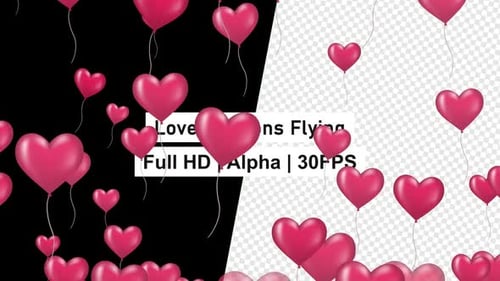 Romantic Heart Balloons Floating Animation